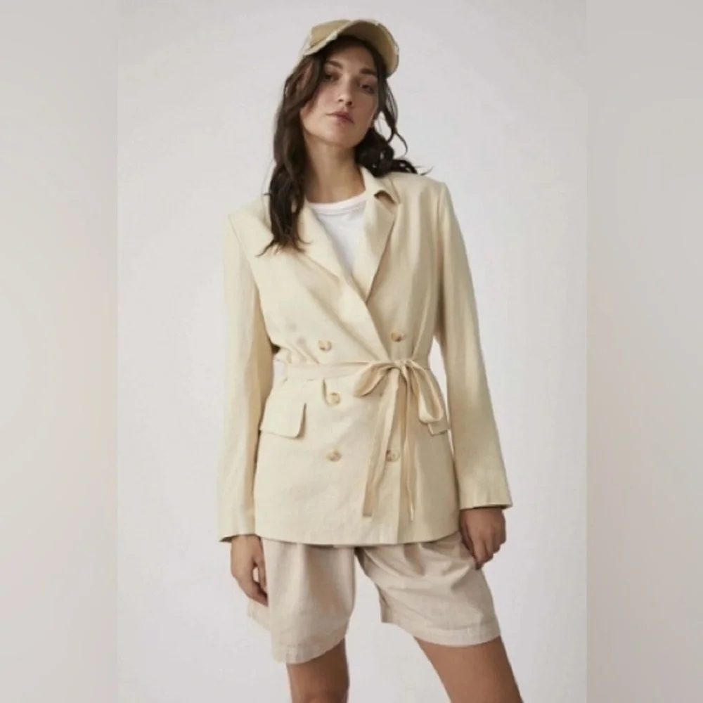 Free People Olivia tie front blazer in sand